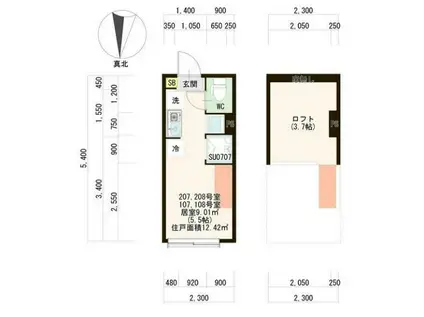ハーモニーテラス上井草Ⅳ(ワンルーム/1階)の間取り写真
