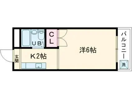メゾンドヴィルこがね(1K/2階)の間取り写真
