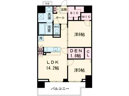 LUXENA八王子寺町(2SLDK/15階)の間取り写真