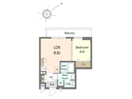 REFRAME 5 池尻大橋(1LDK/-1階)の間取り写真
