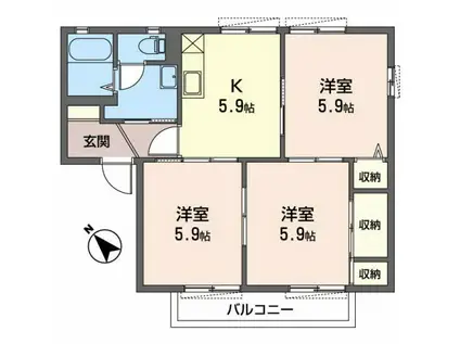 アレーゼⅠA(3DK/1階)の間取り写真