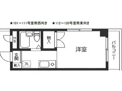 MGヒルズ(1K/3階)の間取り写真