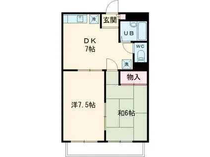 サンライズ百合丘(2DK/3階)の間取り写真