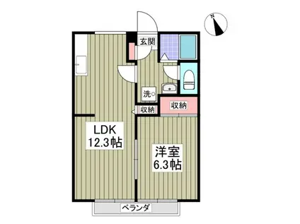 フラワーコーポ(1LDK/2階)の間取り写真
