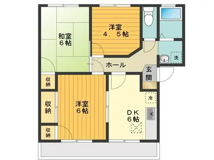 ヴィラ・クレール(3DK/1階)の間取り写真