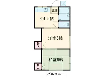 コーポカワウチ(2DK/2階)の間取り写真