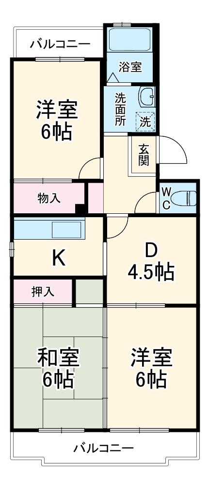 パークヒル航空公園Ⅱ(3DK/5階)の間取り写真