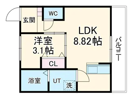 ティンガーラ須ヶ口 イースト(1LDK/1階)の間取り写真