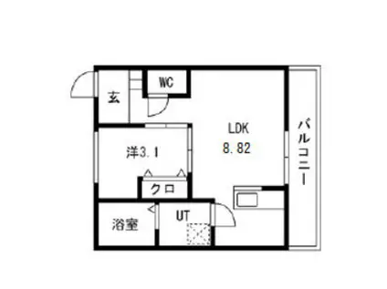 ティンガーラ須ヶ口 イースト(1LDK/2階)の間取り写真