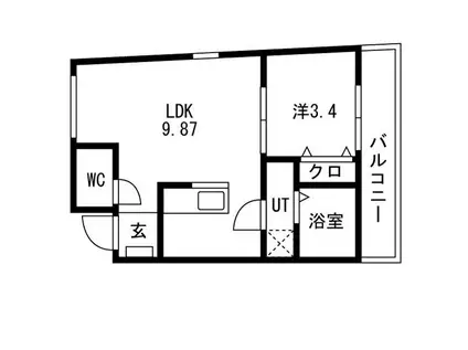 ティンガーラ須ヶ口 イースト(1LDK/1階)の間取り写真