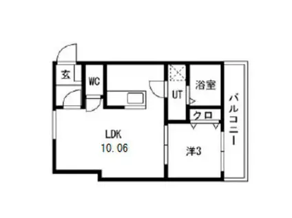 ティンガーラ須ヶ口 イースト(1LDK/3階)の間取り写真