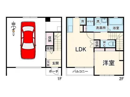 ONYX BASE(1LDK/1階)の間取り写真