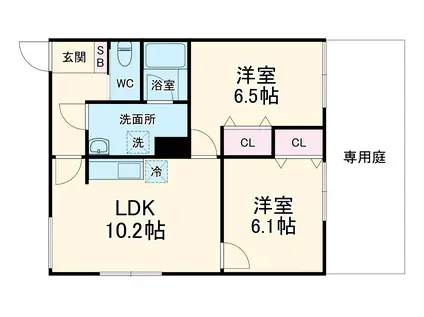 ジーニアススクエア四条高辻(2LDK/1階)の間取り写真