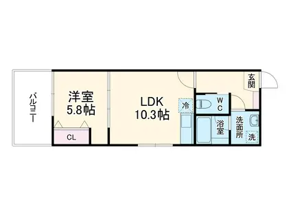ジーニアススクエア四条高辻(1LDK/3階)の間取り写真