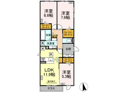 YOKOI HOUSE ⅩⅠ(3LDK/1階)の間取り写真