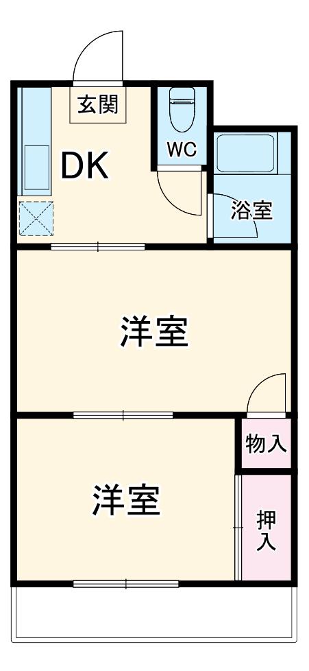 大成ハイム(2K/2階)の間取り写真