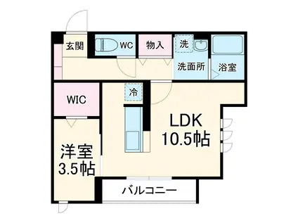 クレールⅢ(1LDK/3階)の間取り写真