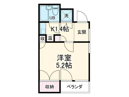 コパーズアプト宮前平(1K/1階)の間取り写真