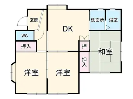 東海道本線 袋井駅 徒歩19分 1階建 築27年(3DK)の間取り写真