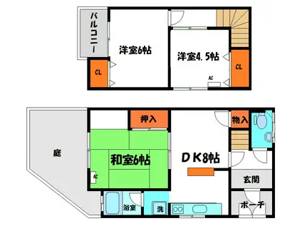 梅町貸家(3DK)の間取り写真