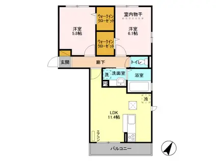 エスポワール Ⅰ(2LDK/1階)の間取り写真