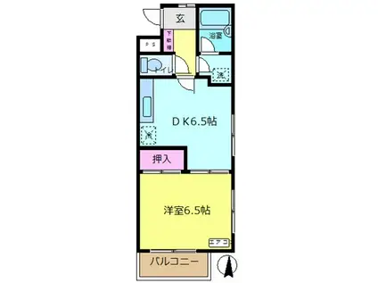 イマージュⅡ(1DK/2階)の間取り写真