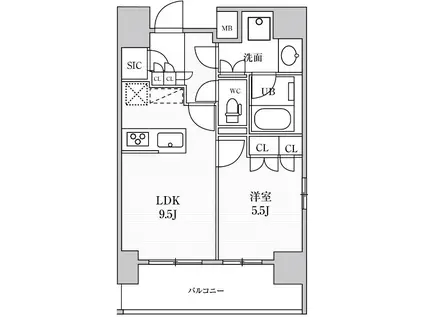シーズンフラッツ上野稲荷町(1LDK/3階)の間取り写真