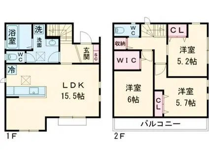 京王電鉄京王線 上北沢駅 徒歩11分 2階建 築1年(3LDK)の間取り写真
