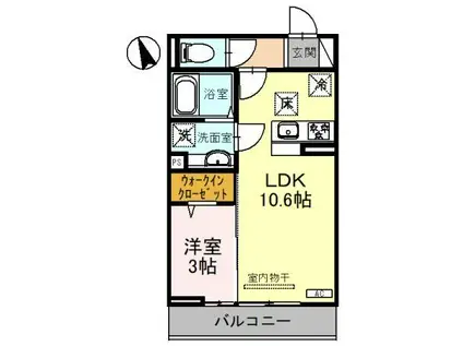 エーデルハイムⅢ(1LDK/1階)の間取り写真