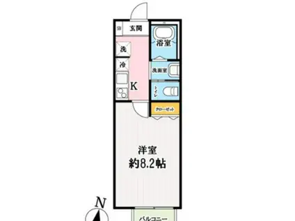 キャメル西所沢プレミア(1K/2階)の間取り写真