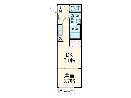 キャメル西所沢プレミア(1DK/1階)の間取り写真