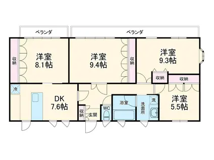 丸山ビル(4DK/3階)の間取り写真
