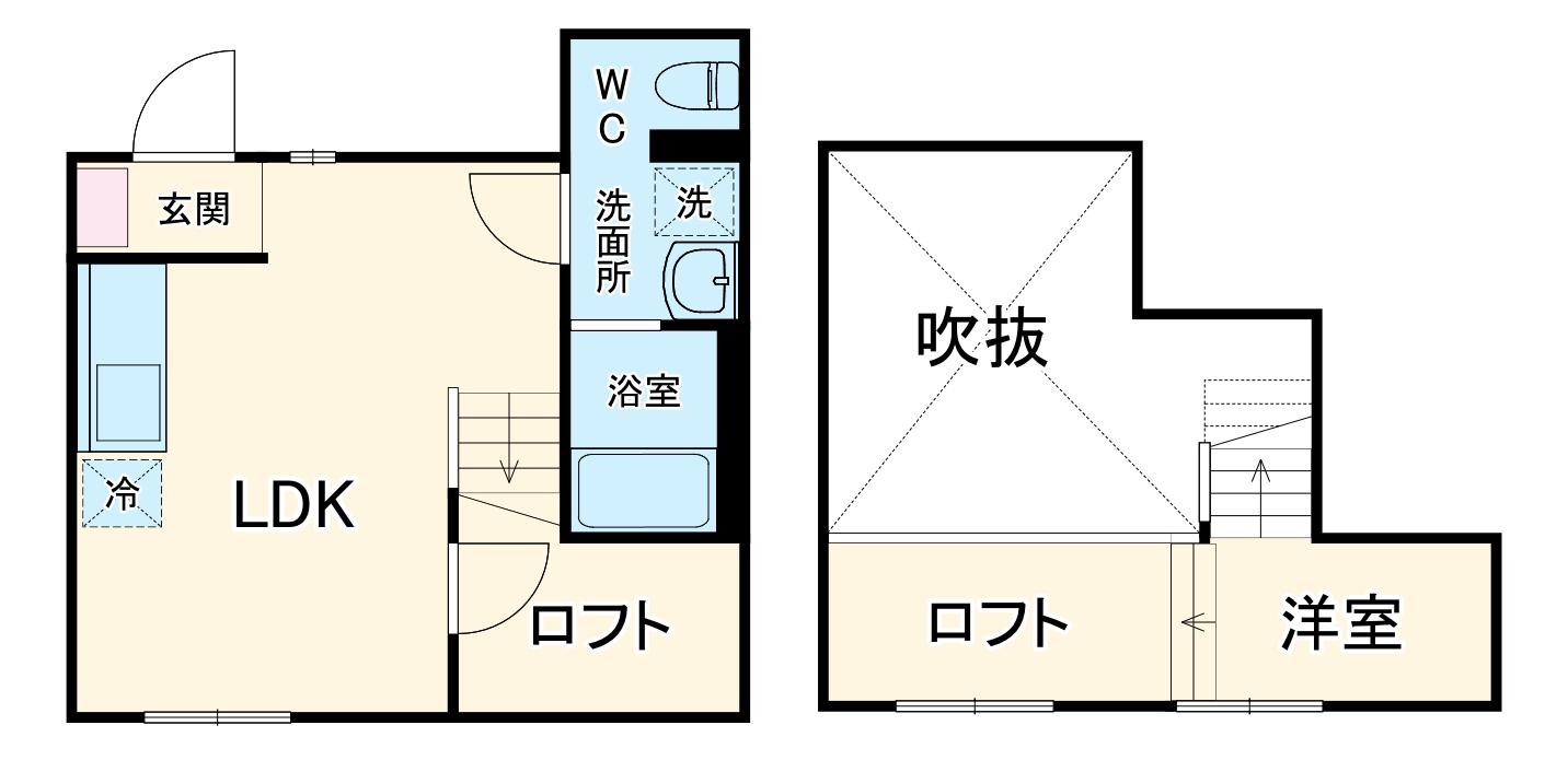 城とさくらのエスプレッソ(1LDK/1階)の間取り写真