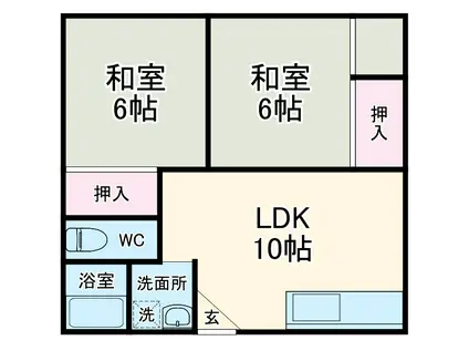 テラス丸山(2LDK/1階)の間取り写真