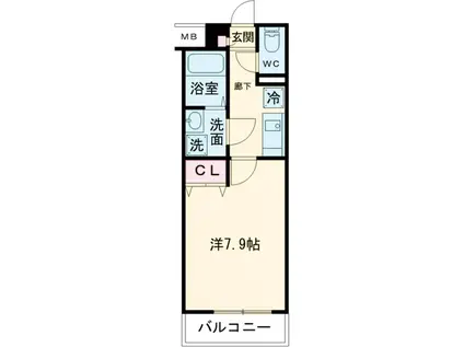 クレヴィスタ立石Ⅱ(1K/1階)の間取り写真