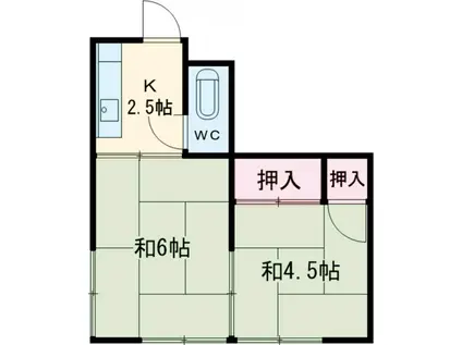 つじ荘(2K/1階)の間取り写真