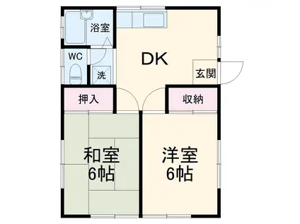 志津パークハイツ(2DK/2階)の間取り写真