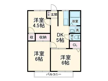 ロイヤルタカダヤB(3DK/2階)の間取り写真
