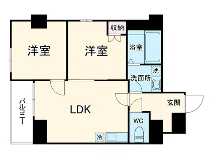 フェリチタ越谷駅前(2LDK/3階)の間取り写真