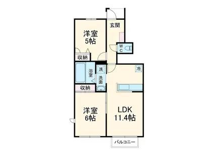 リリークレールⅠ(2LDK/1階)の間取り写真