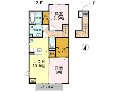 セッテヴィータ(2LDK/2階)の間取り写真