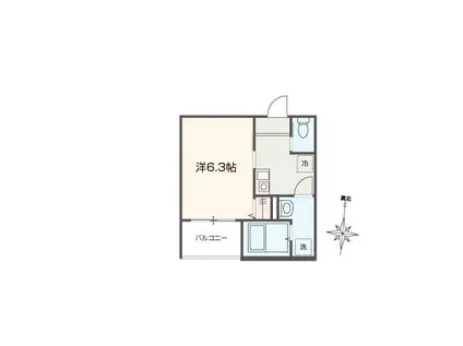 MELLAS元加治(1K/3階)の間取り写真
