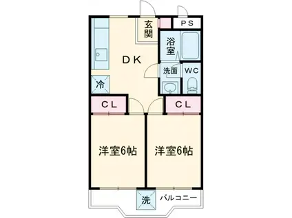 保谷コーポ(2DK/2階)の間取り写真