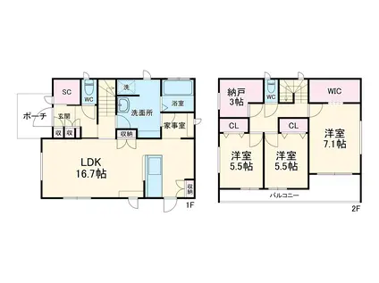 京浜東北・根岸線 南浦和駅 徒歩6分 2階建 築5年(3SLDK)の間取り写真