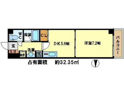 アヴィ四条(1DK/1階)の間取り写真