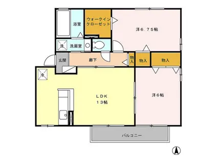 リビングタウン下地B(2LDK/1階)の間取り写真