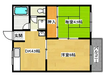 ハイツ奥村B棟(2DK/1階)の間取り写真