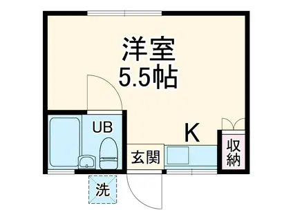 クィーン平瀬Ⅰ(ワンルーム/1階)の間取り写真