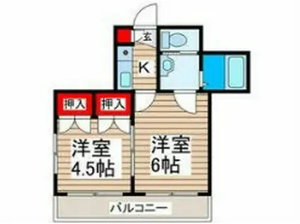 カーサ検見川(2K/2階)の間取り写真