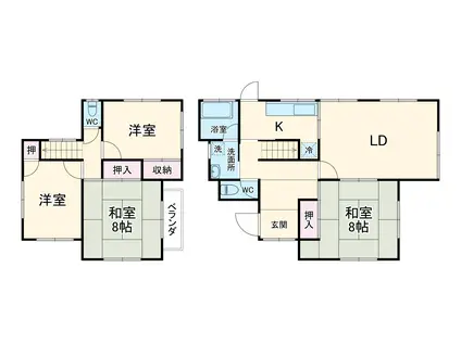 京成電鉄本線 京成臼井駅 徒歩11分 2階建 築45年(4LDK)の間取り写真